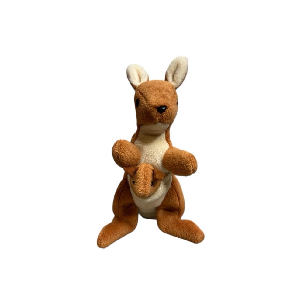 Ty Beanie Baby Pouch Kangaroo with Joey Plush Retired Collectible 1990s Toy
